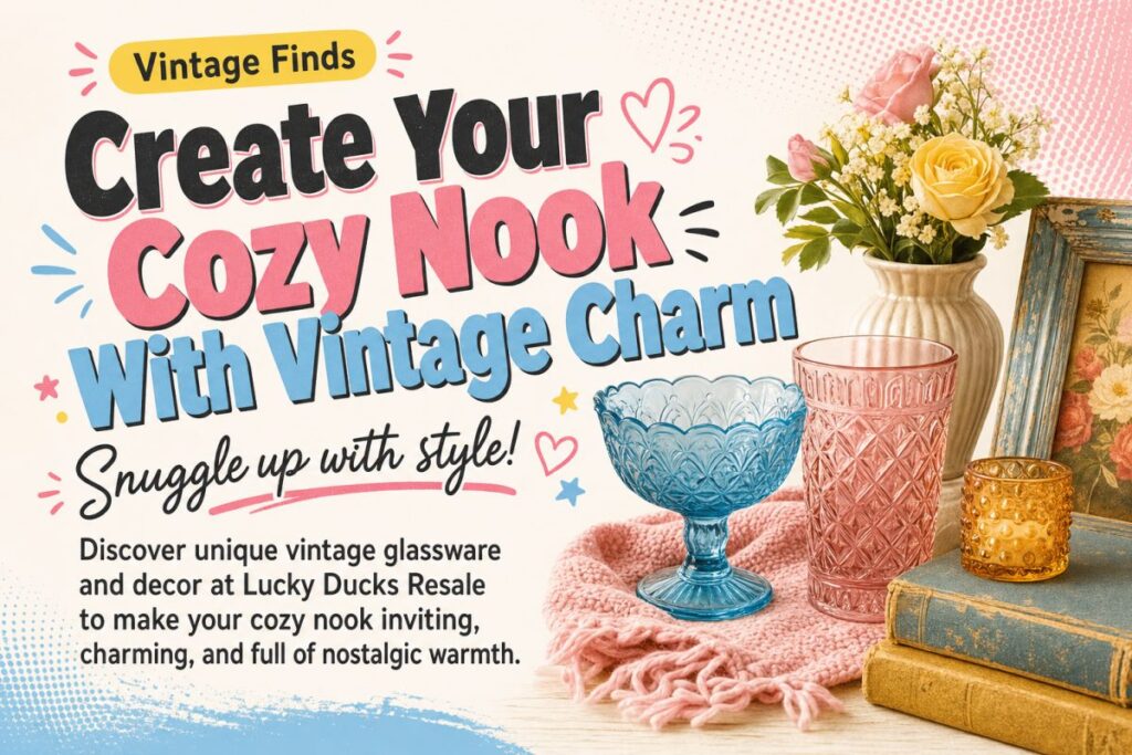Creating a Cozy Nook with Lucky Ducks Resale's Vintage Glassware and Decor