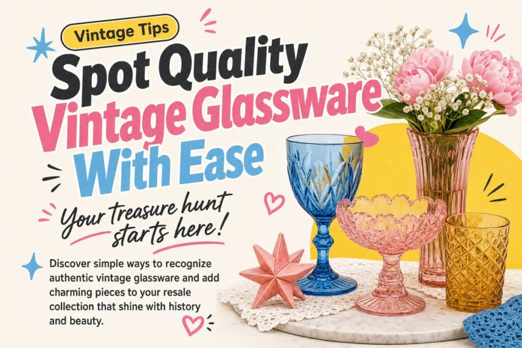 Image alt text suggestion: "Close-up of colorful vintage glassware with intricate patterns and light reflecting off the surface."